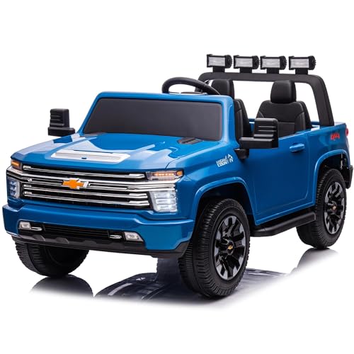 sopbost Licensed Chevy Silverado 24V Ride On Truck with Remote, Blue