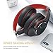 immagine 2DOQAUS Cuffie Over-Ear, Cuffie Bluetooth Wireless Comode, 3 EQ Modalità Cuffie Audio Hi-Fi 52 Ore Cuffie Bluetooth 5.0, Microfono Incorporato e Doppio driver da 40 mm, per telefono/PC/TV (Nero rosso)