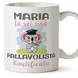 mugffins tazza personalizzata in ceramica per pallavolista donna 11 oz / 350 ml - in italiano - koalificati personalizzati - idea regalo per compleanno, anniversario, natale, laurea