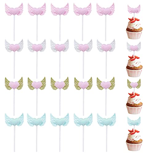 Lot de 20 décorations pour cupcakes en forme d'ailes d'ange en forme d'ailes d'ange Cover