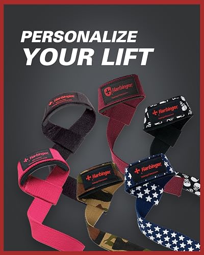 Harbinger 21307 Padded Cotton Lifting Straps with NeoTek Cushioned Wrist (Pair), Pink