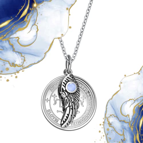 Archangel Gabriel Sigil from The Ancient Book of King Solomon - St Gabriel Necklace for Men and Women - Blessings Prayer Included - Angel Wing Pendant - Miraculous Medal - Guardian Crystal Amulet4