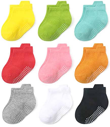 Clowora Baby Boys Girls Non Slip Socks,Infant Toddler Kids Grip Ankle Stretch Socks for Kids 0-5 Years