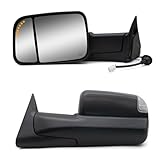 Adanz Towing Mirrors Compatible with 1998 1999 2000 2001 Dodge Ram 1500 1998-2002 Dodge Ram 2500 3500 Pickup Truck Power Heated Manual Flip Up Tow Mirrors LH RH