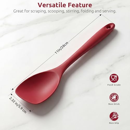 Image of U-Taste Silicone Cooking Spoon 600ºF Heat Resistant Scoop Spatula, Red