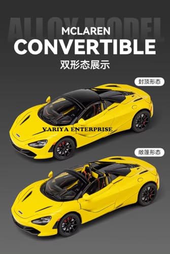 Image of 1:24 Big McLaren 720s Convertible Toy Car Metal Pull Back Diecast Car with Openable Door and Sound Light, Gifts Toys for Kids【 White 】