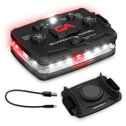 Image of Guardian Angel Elite Series Safety Light, Beacon Device (White Front & Red Rear) Rechargeable, Magnetic, Hands-Free Wearable & Mountable LED Flashlight for First Responders, Firefighters & Rescue Ops