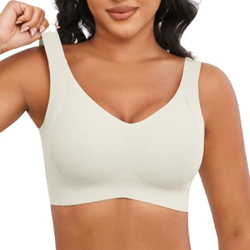 La mejor comparación de Relleno para acolchar los mejores 5. 44 Jouica Sujetador Sin Aros para Mujer-Soporte Diario Ultraconfort con Relleno Suave,Acolchado Full Coverage Tallas Especiales,Beige Blanco,3X-Grande
