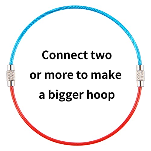 Cuttte 14PCS Stainless Steel Wire Key Rings - 4.7 Inch Coated Cable Keychains with Threaded Rings - Multicolor, 2mm Thick, 7 Colors, 14 Pieces