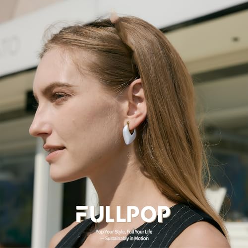 Image of Fullpop Vintage Earrings for Women, Chunky 14K Gold Plated Resin Hoop Earrings Lightweight Hollow Drop Earrings Hypoallergenic Earrings for Women Vintage Anthropologie Jewelry Gifts for Women