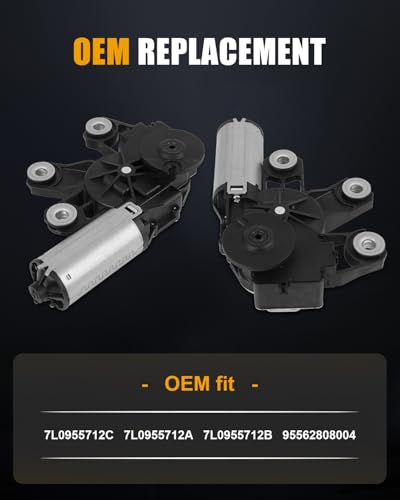 Image of ROADFAR Rear Windshield Wiper Motor Replacement for 2004-2010 for for 7L0955712C,7L0955712A 7L0955712B,95562808004 Wiper Motor 4 Pins