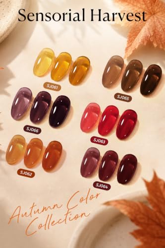 Image of AZUREBEAUTY HEMA-FREE 15ML Jelly Fall Gel Polish Set, 6 Colors Amber Brown