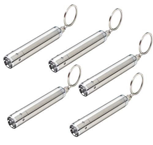 SuperBinson Key Flashlight 5 Pack,Batteries Included, Small Flashlight Pocket Size, Stainless Steel Flashlight with Keychain, Perfect Moonlight for Camping,Traveling, Backpacking etc