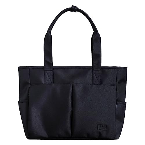 [NEVEREND] トートバッグ メンズ 横 A4 横長 横型 ビジネス 軽量 多ポケット 肩掛け 大学生 シンプル 大容量 通勤 通学 パソコン 黒 ブラック