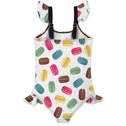 Image of Girls One Piece Swimsuit Macaroni Cheese Pasta Food Ruffles Swimwear Bathing Suits 3-12 Years