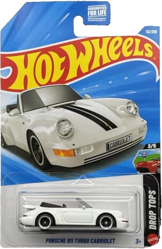Image of Hot Wheels Porsche 911 Turbo Cabriolet [White] Drop Tops 3 /5, 52 /250, 1:64 Scale Diecast Toy Vehicle