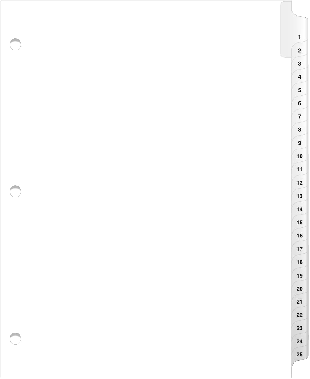 Exhibitindexes® 3 Hole Punched Side Collated Exhibit Tabs - AVE Style Bold Tabs Letter Size - 1-25-Set