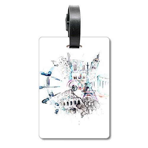 Voyagez avec l'étiquette de valise Tour Eiffel aquarelle pour explorer le globe