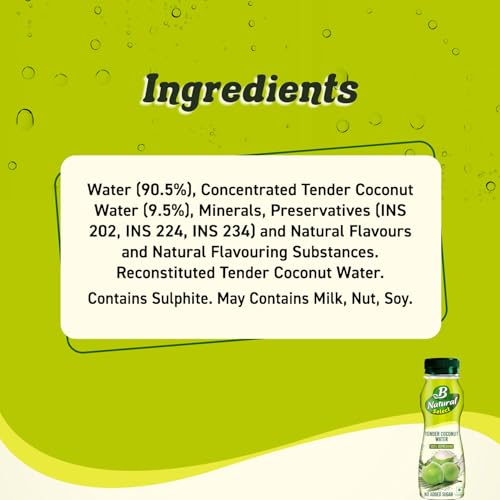 B Natural Select Tender Coconut Water, 200ml(Pack of 6)