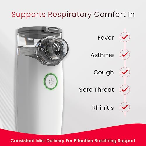 Image of CONTEC NE-M01 Handheld Mesh Nebulizer - Portable Ultrasonic Nebulizer with Fine Mist, Auto Power-Off & Low-Noise Operation - Battery Powered