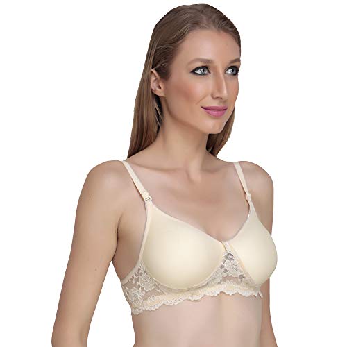Image of Women Padded Bra - Made of Pure Cotton Full Coverage Non Wired Seamless Pushup Soft Cup for T-Shirt Saree Dress Sports Garment for Daily Use Everyday