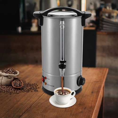 BANEBONE Commercial Coffee Maker, Coffee Urn - Large Capacity Hot Coffee Dispenser for Quick Brewing, Stainless Steel Hot Water Urn Keep-Warm Mode for Events & Catering, Silver (8L)