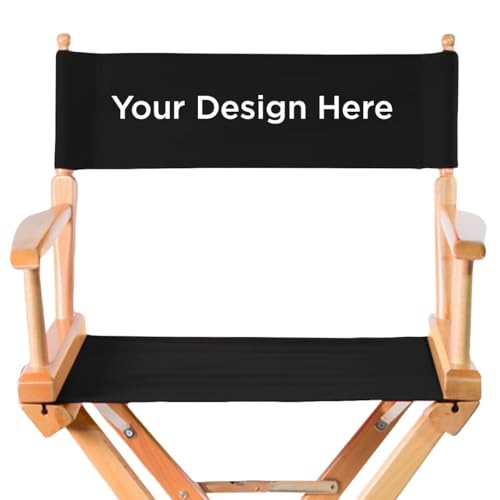 Filmcraft Personalized Tall Director's Chair – Natural Finish with Customizable Black Canvas, Complete Professional Package for Filmmakers & Creatives