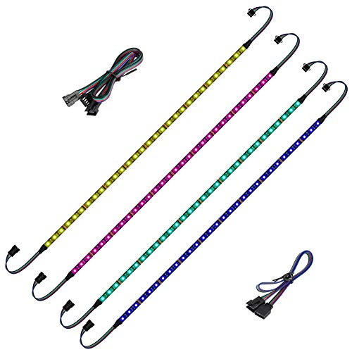 BTF-LIGHTING LED RGB PC Light Strip 4PCs 19.7in RGB LED Strip for 12V 4-Pin RGB LED headers for ASUS Aura Sync, Gigabyte RGB Fusion, MSI Mystic Light, ASRock RGB