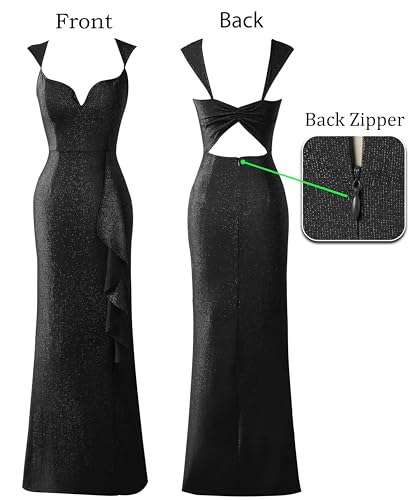 Image of VFSHOW Womens Sexy Sweetheart Neckline Backless Ruffle Formal Prom Maxi Dress High Slit Wedding Guest Gala Evening Gown