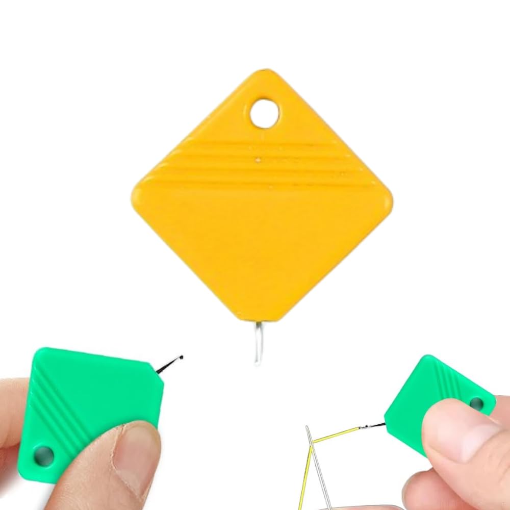 Automatic Needle Threaders for Hand Sewing, 2025 Upgrade Embroidery Floss, Sewing Machine Needle Threader, Sewing Supplies Tool, Fits All Needle Sizes (5, Yellow)