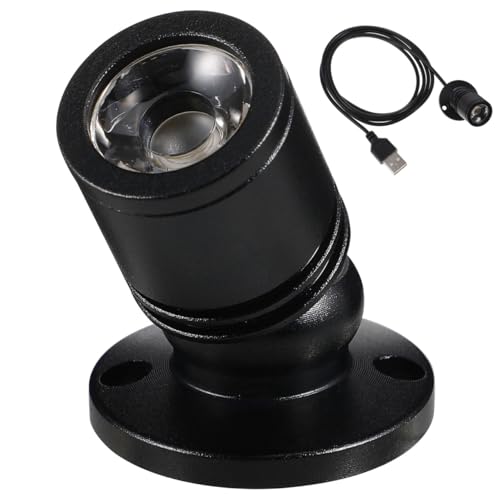 jojofuny Mini USB LED Spotlight: Small Spot Lights for Jewelry Display Lighting Fixture - Adjustable Uplighter for Plants, Porch, Showcase, Cabinets, Furniture