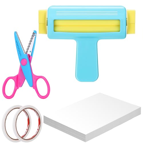 100 Sheets 8.25 x 11.6 Inches Glossy Thin Inkjet Paper Paper Crimper Pinking Shears Double Sided Tape for Chip Bags Crafting for Inkjet Printer Dye Ink Back to School Supplies (Blue)