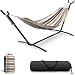 Sorbus Double Steel Stand Two Person Adjustable Hammock Bed-Storage Carrying Case Included (Desert-Brown Blue)