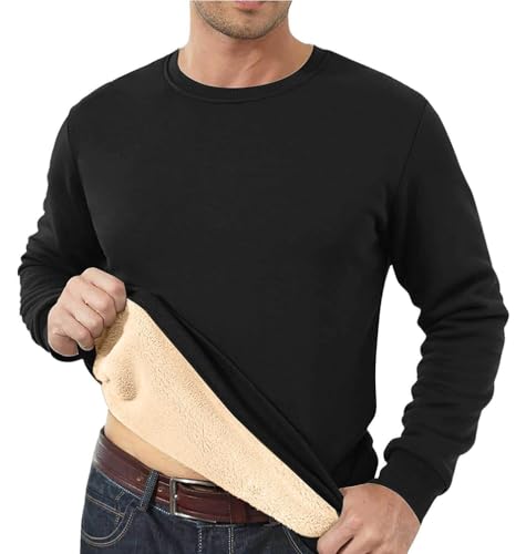 Image of STICKON Men's Sherpa Lined Sweatshirts Heavyweight Warm Long Sleeve Crewneck Sweater Winter Fleece Pullover