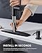 FORIOUS Black Kitchen Faucet with Soap Dispenser and Pull Down Sprayer, Bar High Arc Single Handle Classic 3 Modes Stainless Steel Faucet for Kitchen Sink Farmhouse RV Laundry Camper
