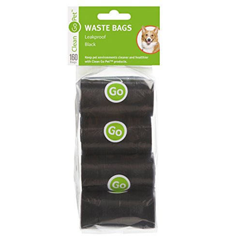 Image of Clean Go Pet Replacement Dog Waste Bags, 8-Pack of 20-Count Rolls of Durable, Leakproof Plastic Poop Bags, Black