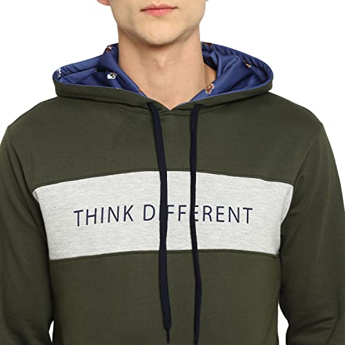 Image of OFF LIMITS Mens PCF Think Different Hoodie Olive|Grey Mel Hooded Sweatshirt-L