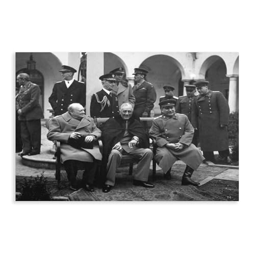Conférence de Yalta impression sur toile murale moderne décoration tableau Churchill Staline