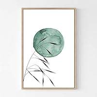 Framed Canvas Wall Art Green Moon Canvas Prints Home Artwork Decoration for Living Room,Bedroom - 16x24 inches