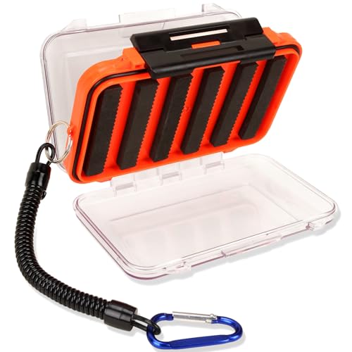 Fly Fishing Box Fly Boxes For Fly Fishing Trout Two-Sided Waterproof Lightweight Easy Grip Transparent Lid Fly Fishing Lures Box Foam Ice Jig Fly Box And Coil Springs Cord