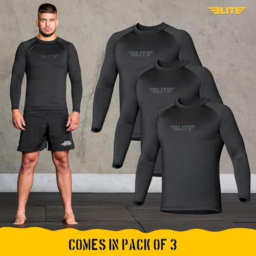 Elite Sports Men's Jiu Jitsu BJJ Rash Guard, Long Full Sleeve Compression Shirt for Sports Nogi Training by Elite Sports - Image 2