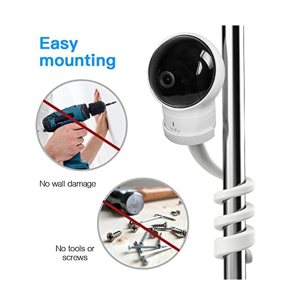 Baby-Kamera Halterung für eufy Security SpaceView-Babyphone - / SpaceView S / SpaceView Pro Babyfon, Baby Monitor Halter, Flexibel Monitorhalter für Kinderzimmer Babybett Umrandungen, 720p – Bild 5