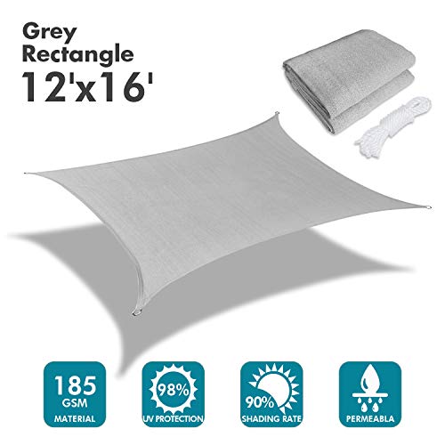 Image of KANAGAWA 12'x16' Sun Shade Sail Gray Curved Rectangle