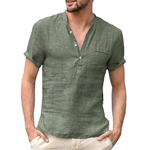 Chemise homme coton lin vert anti transpiration taille 3XL