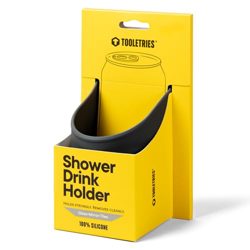 TOOLETRIES Shower Drink Holder Silicone Beer & Soda Can Holder for Inside Shower Waterproof Bathroom Accessory No Residue Adhesive in Partnership with 30 Watt - Charcoal