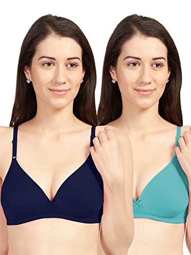 Image of SONARI Omania Womens Non-Padded Cotton Polyester Bras - Solid, Non-Wired, Medium Coverage, Hand Washable (Pack of 2)
