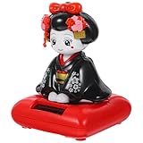 TIDTALEO ソーラー駆動着物ドール車飾り 頭ゆらゆら揺れる座り型人形 かわいい和風オーナメント車内デスクトップ用