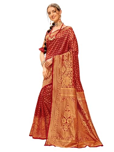 Kanchipuram Ladies Silk Half Fabric Half Fabric Sari with Blouse
