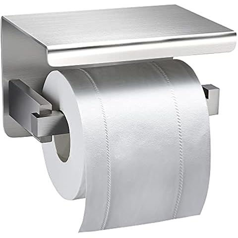 RUICER Toilet Paper Holder No Drilling with Shelf - Toilet Paper Holder Stainless Steel Toilet Roll Holder Wall Mount Toilet Roll Holder for Bathroom Cover