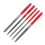 KALIM Hand File Set, 8.5inch Carbon Steel File Kit 5Pcs, Round/Triangle/Square/Flat/Half-round File